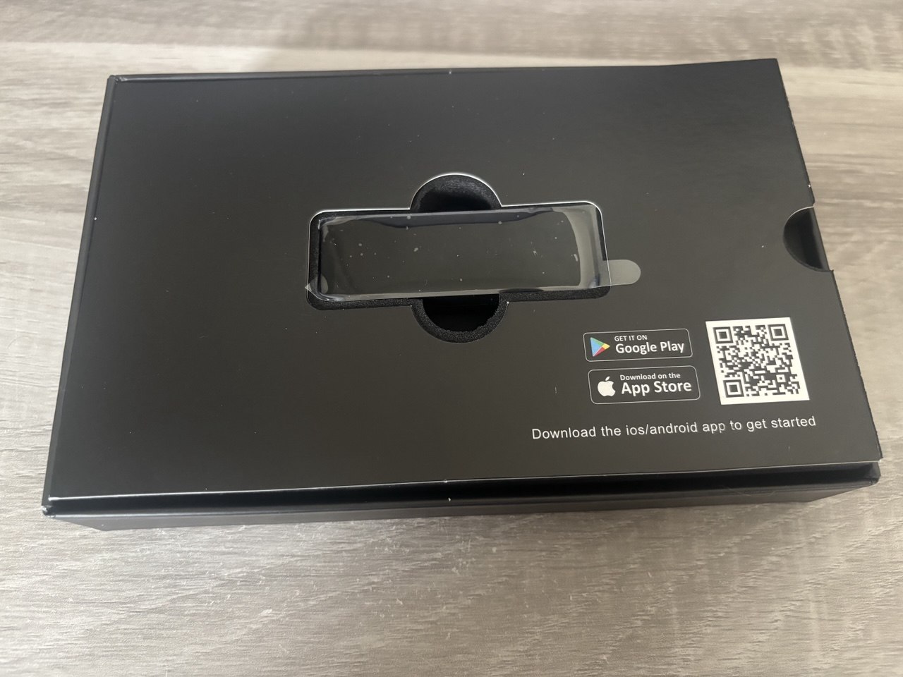 Frontier X3 in its packaging with the app-download instructions.