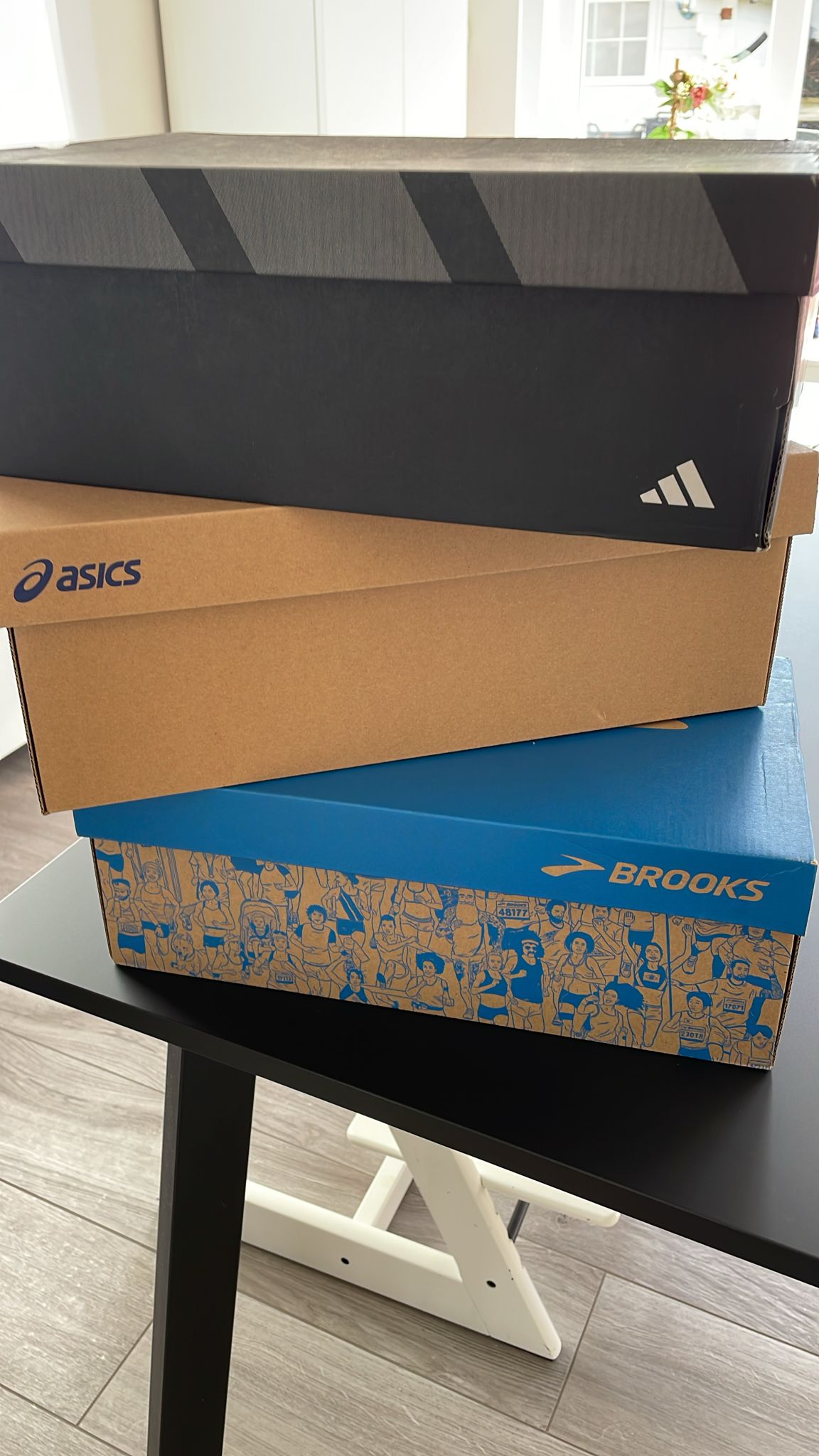 Stacked shoe boxes